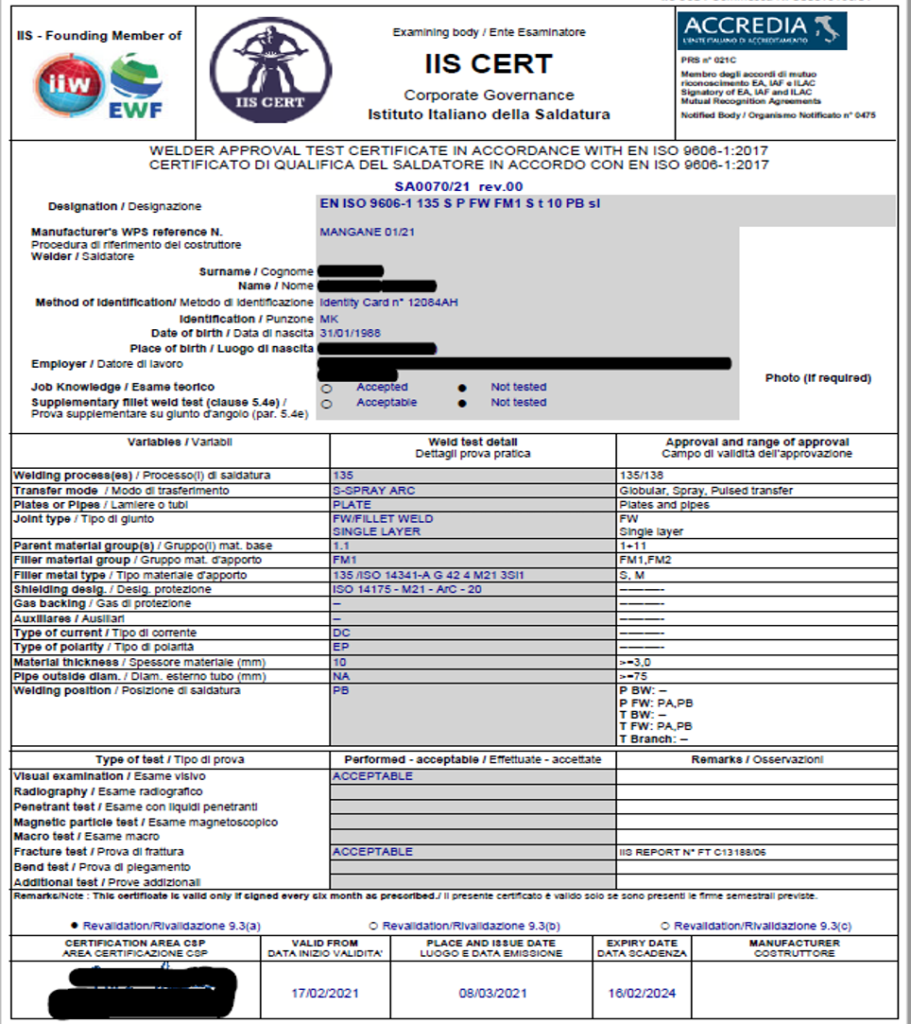 IIS Institut italien de la soudure Brevet