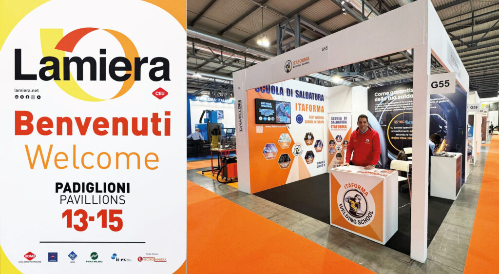 Corsi di saldatura ad Elettrodo, Filo Continuo, TIG. Corsi di Carpentiere, Tubista, Lettura Disegno Tecnico Meccanico. ITAFORMA - Corsi di Saldatura Metalmeccanica | ITAFORMA alla fiera Lamiera 2025: eccellenza nella formazione professionale per saldatori 1 ITAFORMA alla fiera Lamiera 2025