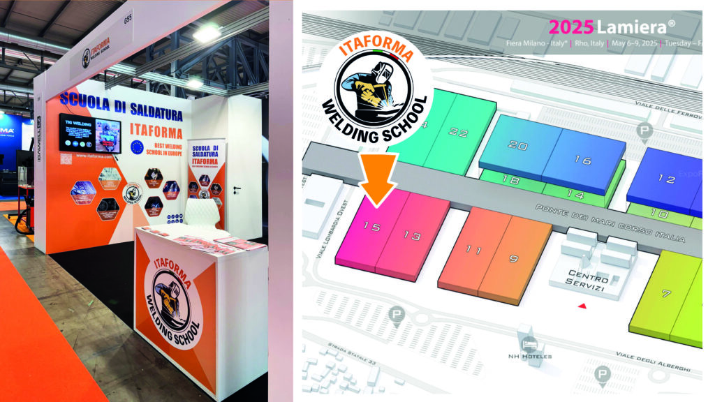 Corsi di saldatura ad Elettrodo, Filo Continuo, TIG. Corsi di Carpentiere, Tubista, Lettura Disegno Tecnico Meccanico. ITAFORMA - Corsi di Saldatura Metalmeccanica | ITAFORMA alla fiera Lamiera 2025: eccellenza nella formazione professionale per saldatori 3 ITAFORMA alla fiera Lamiera 2025